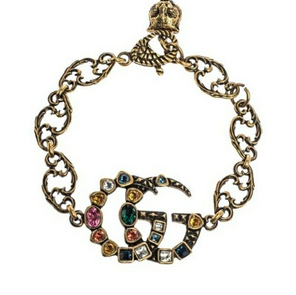 Gucci GG Multi Color Crystal Embellished Marmont Bracelet - Picture 4 of 10